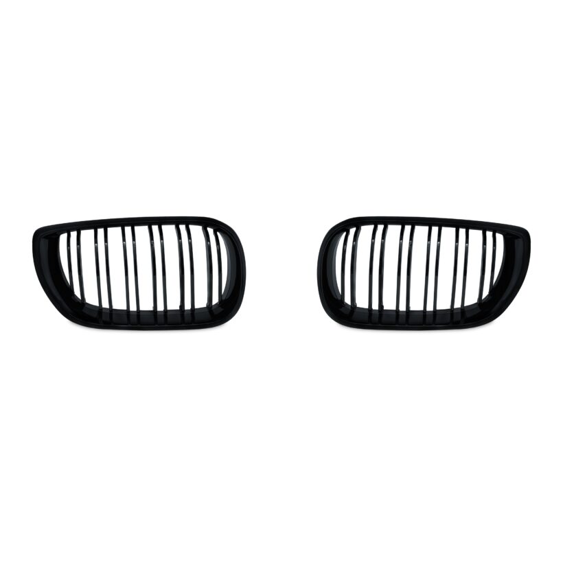 JOM Frontgrill med dobbelt ribbe i blank sort til BMW Serie 3 E46 4-drs
